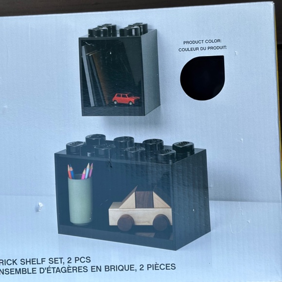Lego 2-Piece Black Brick Shelf Storage Toy Display Set Ages 3+ - New, Dinged Box - Picture 2 of 11